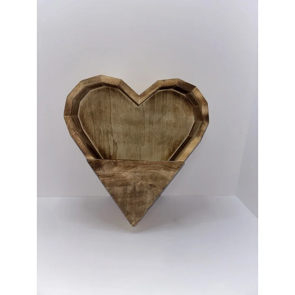 Wooden Heart Shaped Succulent Planter Box Wall Hanging